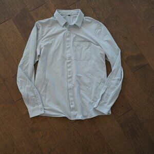 Lululemon Commission Shirt Men’s Large Light blue Long Sleeve Stretch Button Up‎